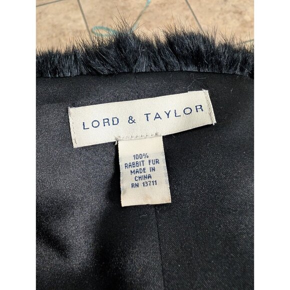 Lord and Taylor 100% Black Rabbit Fur Shrug Capelet Shawl Brooch - Picture 7 of 10